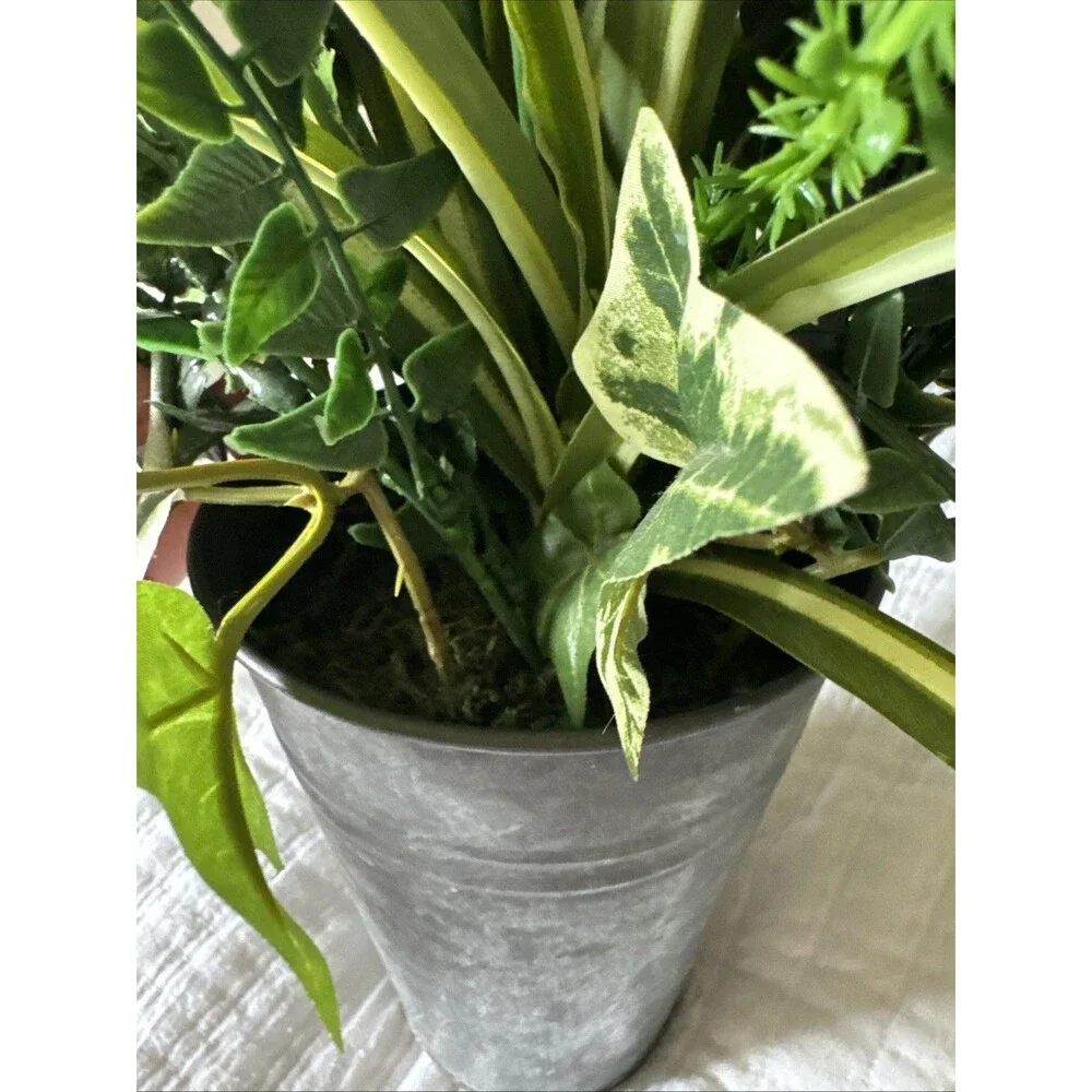 Faux Palm Ivy & Fern Arrangement in Galvanized Tin Bucket – Farmhouse Decor